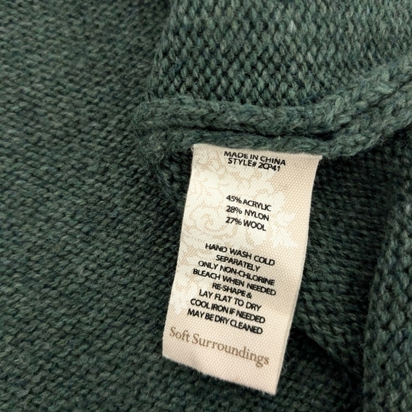 Soft Surroundings Evergreen Cable Knit Wool Blend Crewneck Sweater - Picture 10 of 11